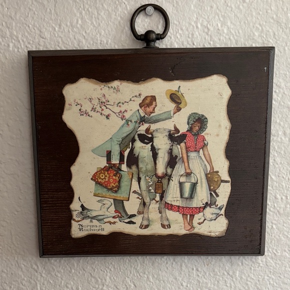 Norman Rockwell Rustic Farm Scene Wall Art in Brown and Cream - Picture 1 of 3